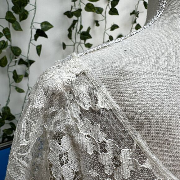Vintage 60s White Lace Tea Dress Bridal Wedding Lorrie Deb Mod Party XS/S - Picture 11 of 12